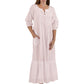 100% Cotton Embroidered Long Sleeve Gown - La Cera