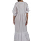 100% Cotton Embroidered Long Sleeve Gown - La Cera