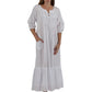 100% Cotton Embroidered Long Sleeve Gown - La Cera