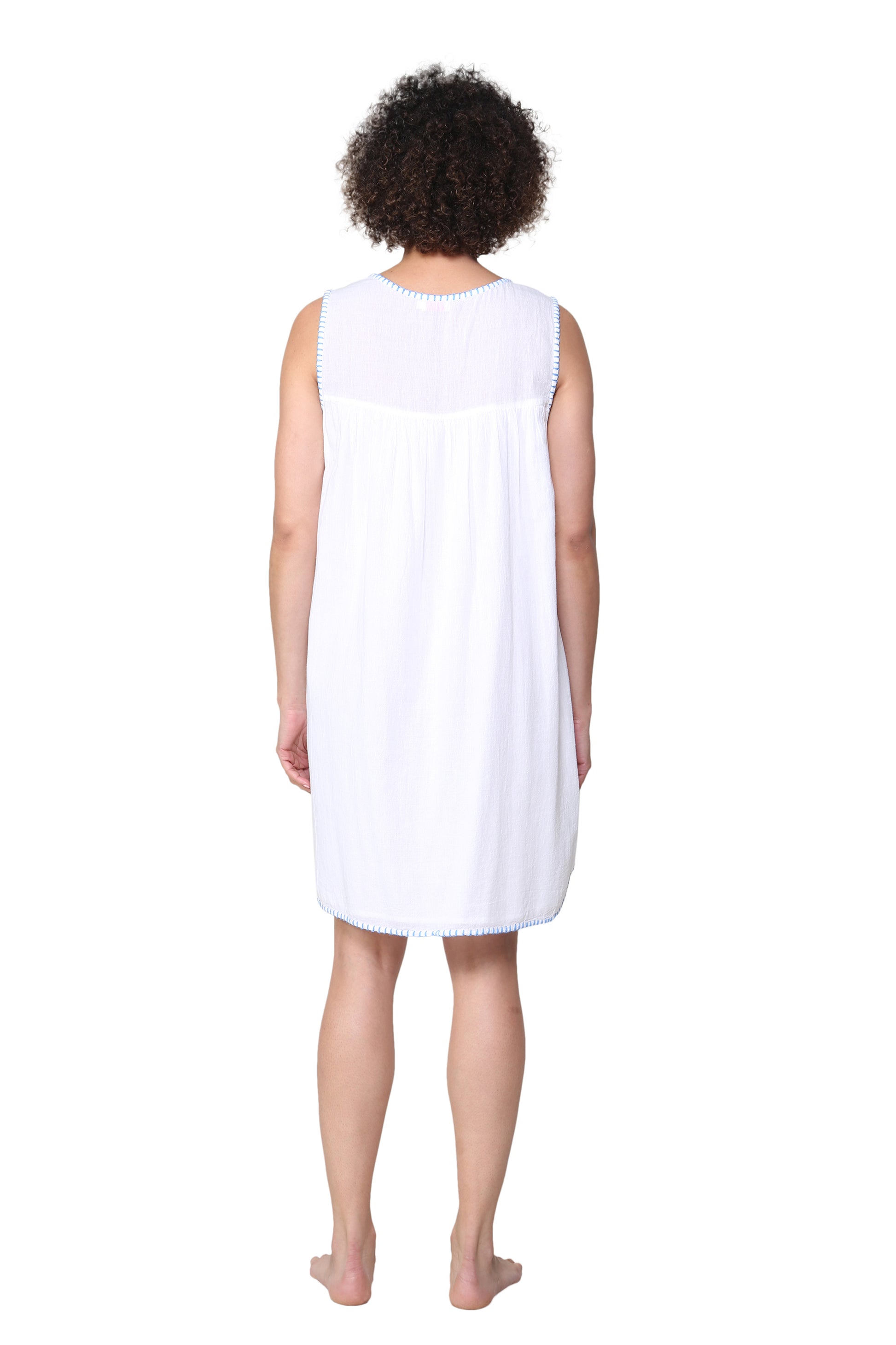 La Cera Sleeveless Chemise With Contrast Embroidery - La Cera