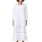 100% Cotton Embroidered Long Sleeve Gown - La Cera