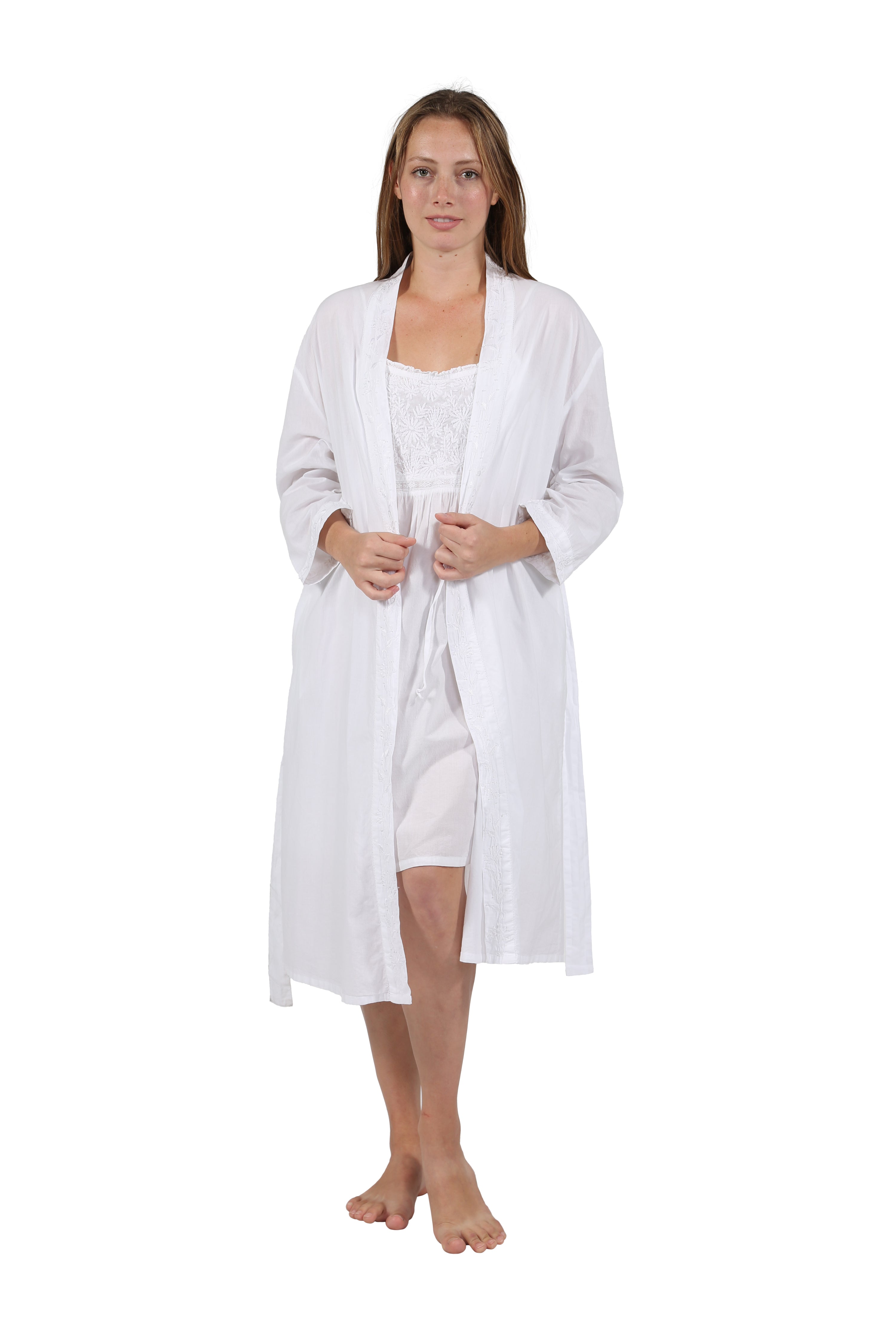 100% Cotton Embroidered Robe - La Cera