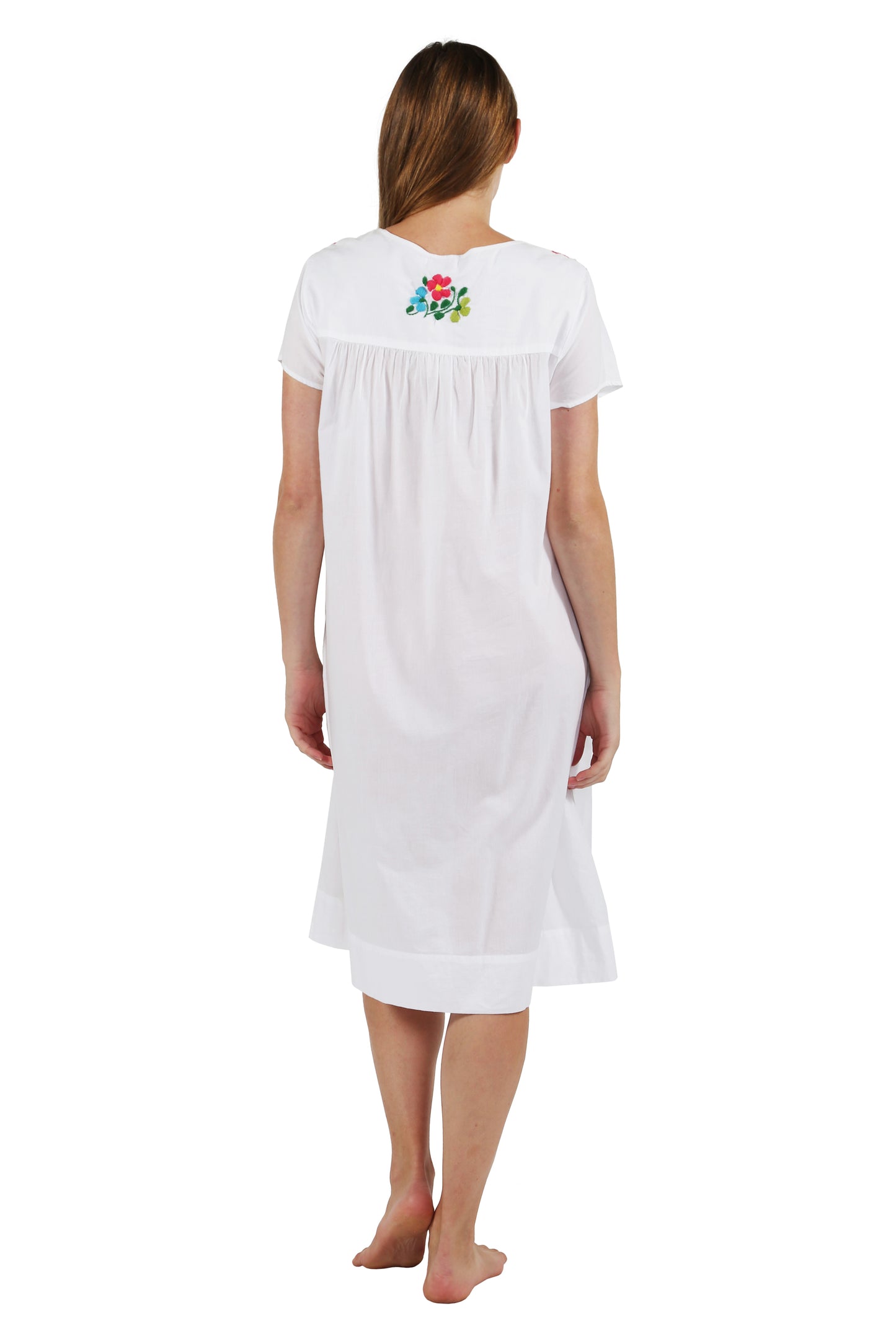 100% Cotton Cap Sleeve Embroidered Dress - La Cera