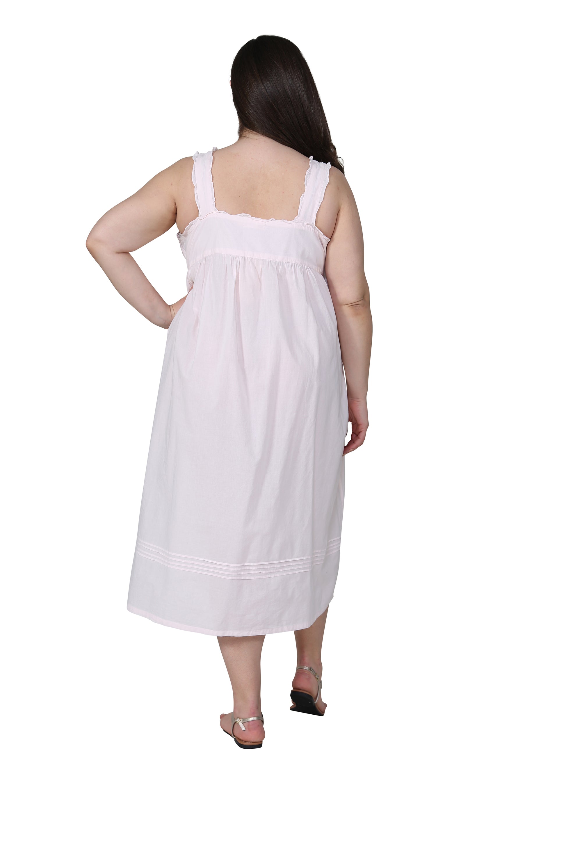 La Cera Plus Size Embroidered Sleeveless Pinafore Gown - La Cera