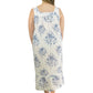 Plus Size 100% Cotton Lace Trim Flounce Gown- Blue and White Floral Print - La Cera