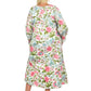 Plus Size Lace Trimmed English Garden Print Button Front Robe Gown