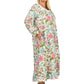Plus Size Lace Trimmed English Garden Print Button Front Robe Gown