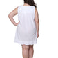 La Cera Plus Size Cotton Lace and Pin Tucked Sleeveless Chemise