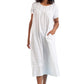 100% Cotton Cap Sleeve Embroidered Gown - La Cera