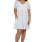 100% Cotton Plus Size Short Sleeve Embroidered Chemise