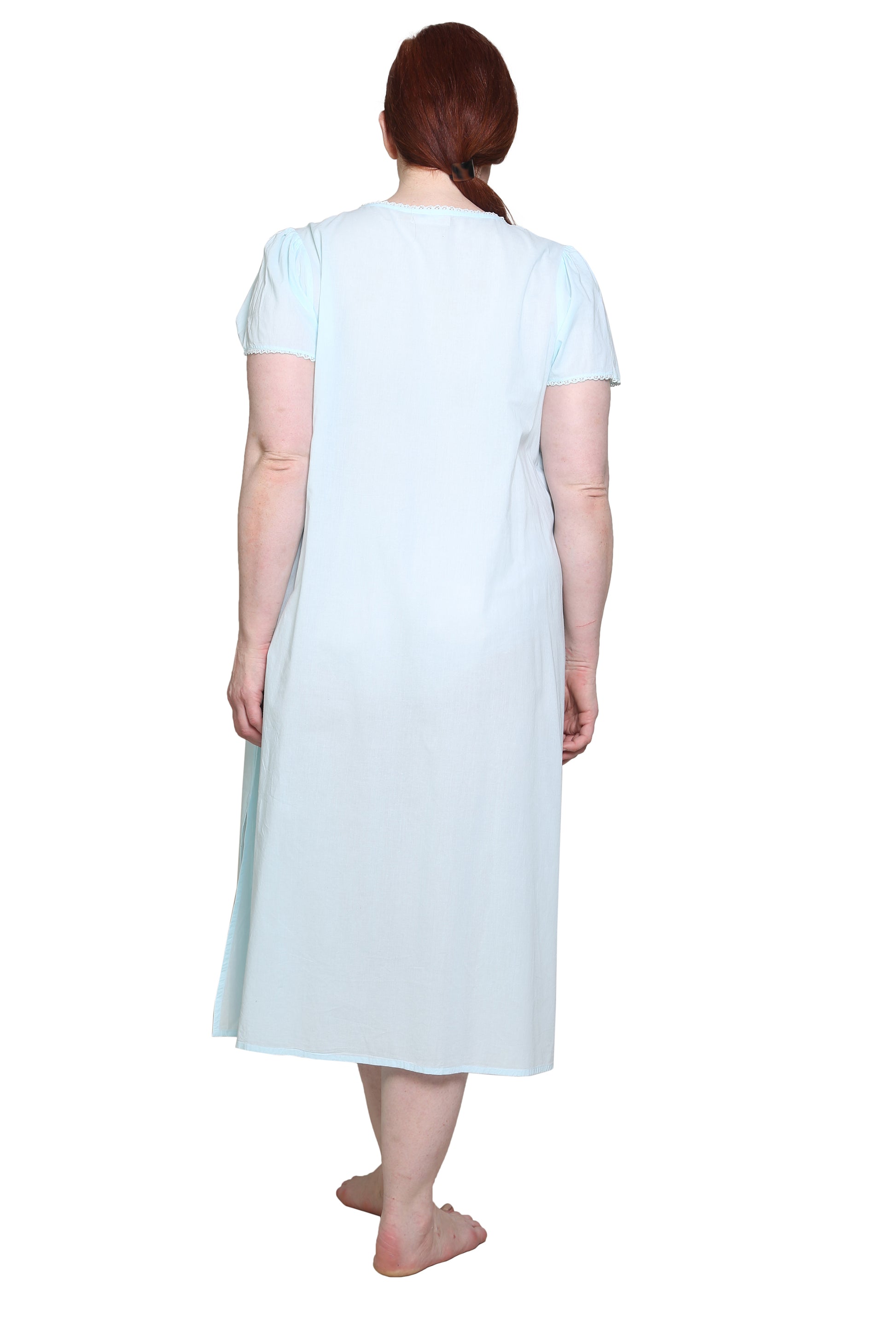 La Cera Plus Size 100% Cotton Lace Applique Gown - La Cera