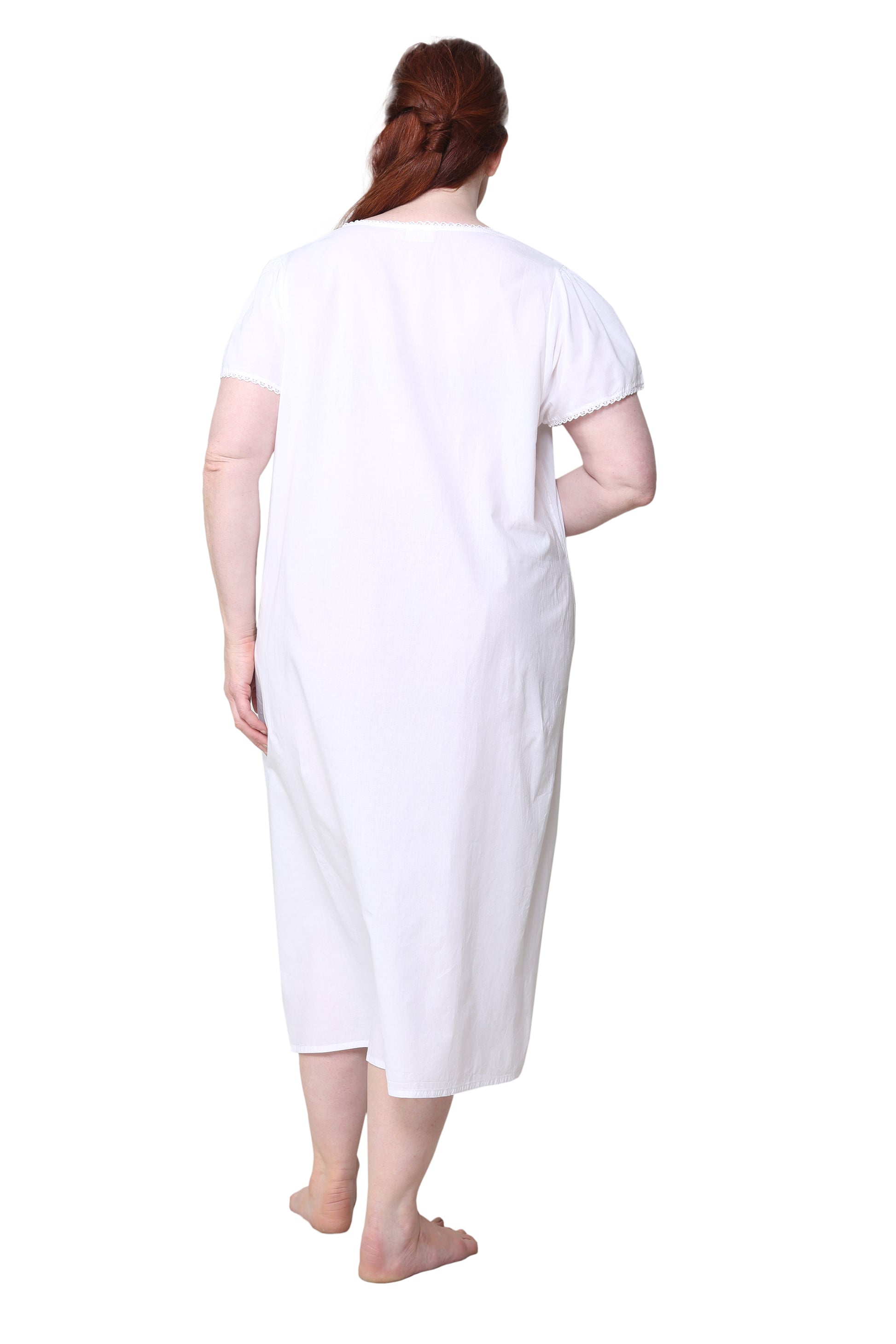 La Cera Plus Size 100% Cotton Lace Applique Gown - La Cera