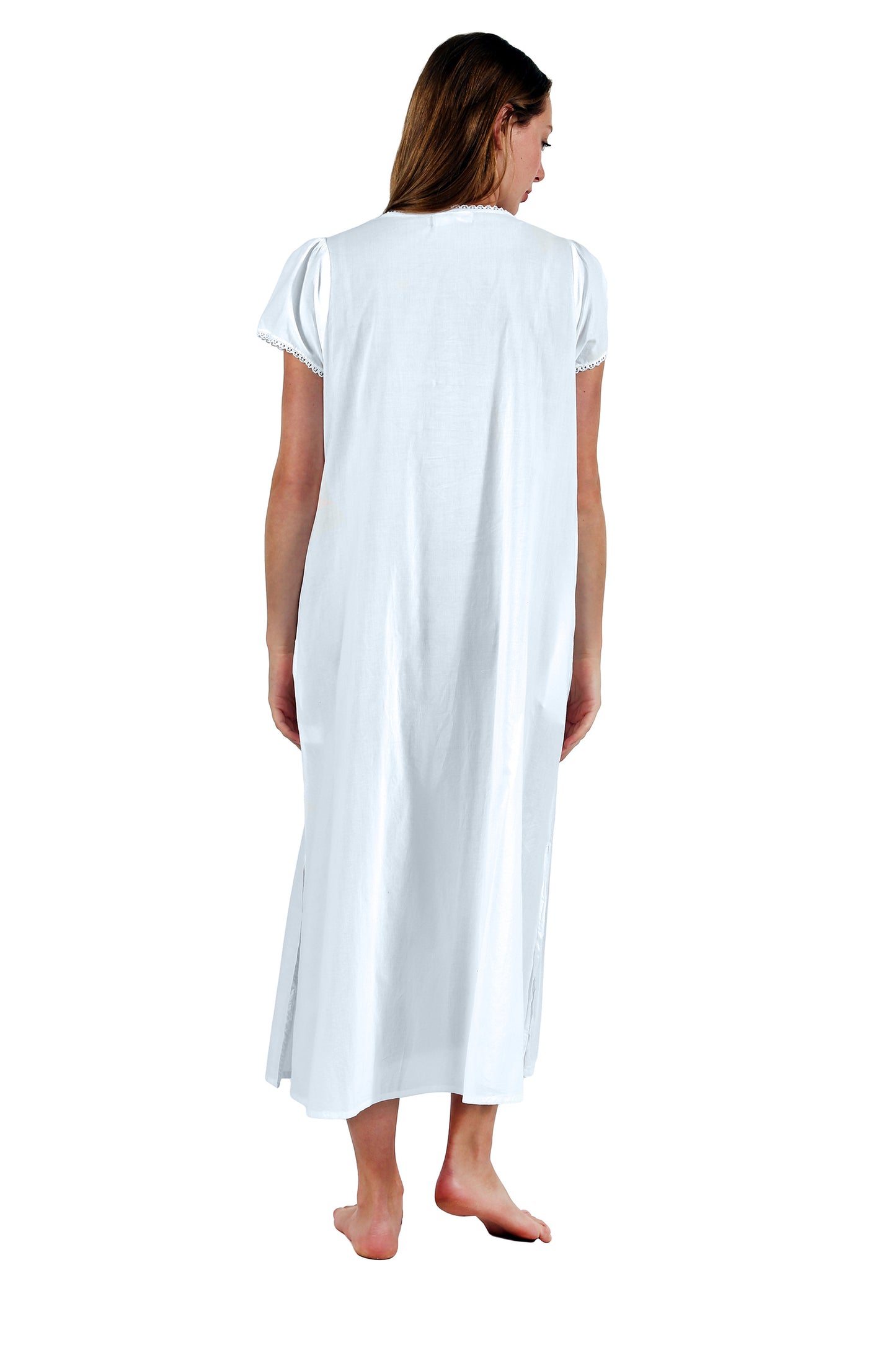 La Cera 100% Cotton Lace Applique Gown - La Cera