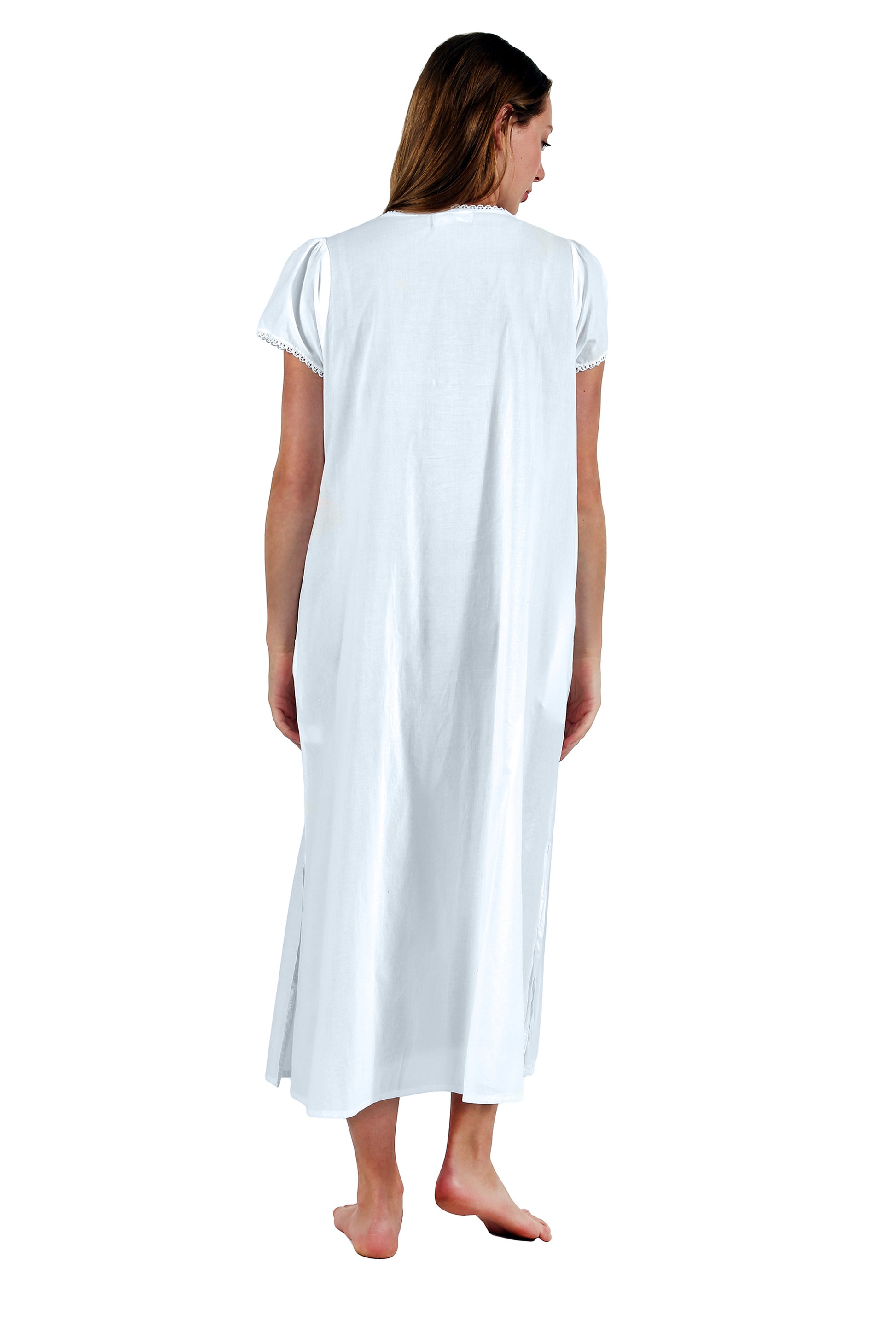 La Cera 100% Cotton Lace Applique Gown - La Cera