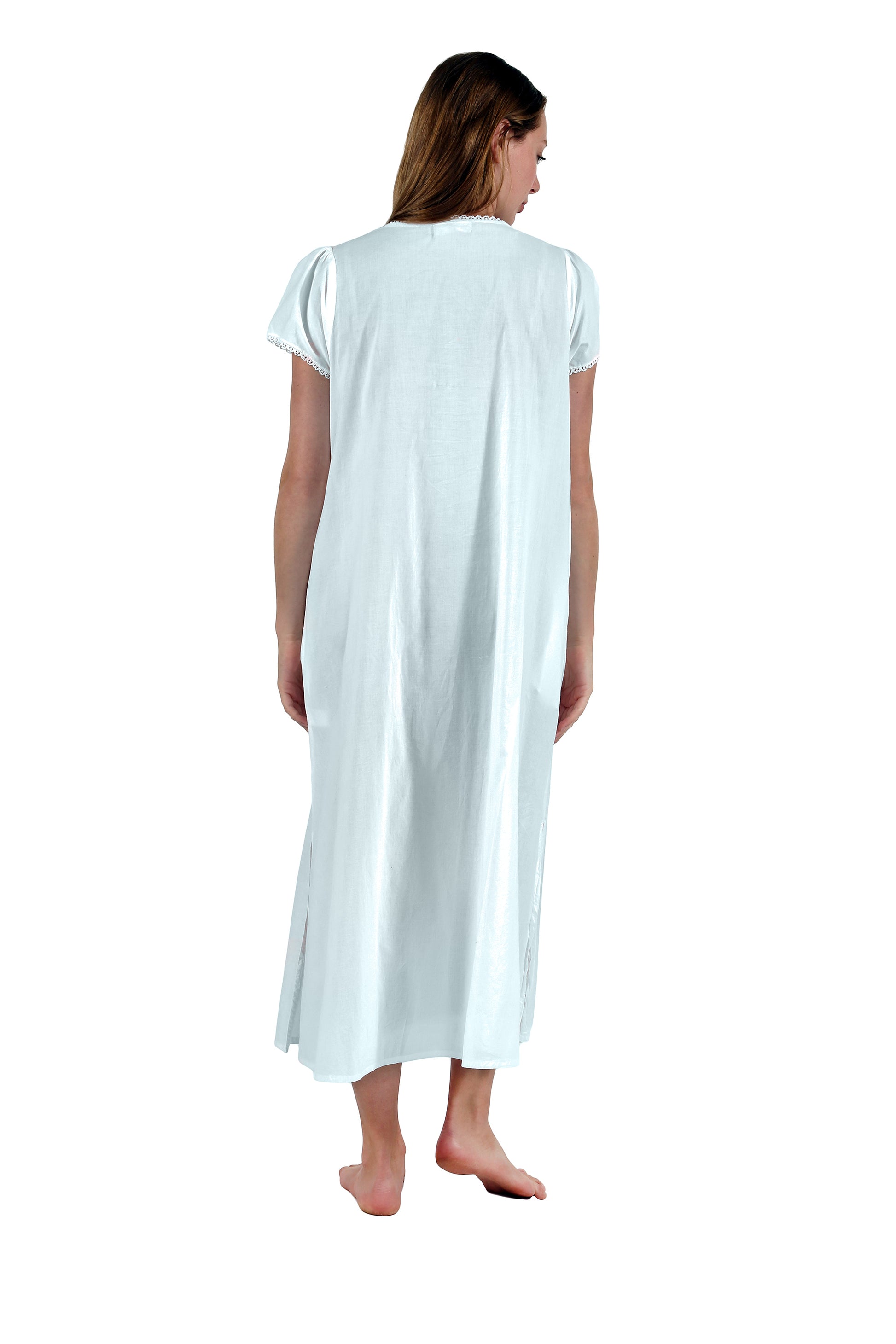 La Cera 100% Cotton Lace Applique Gown - La Cera