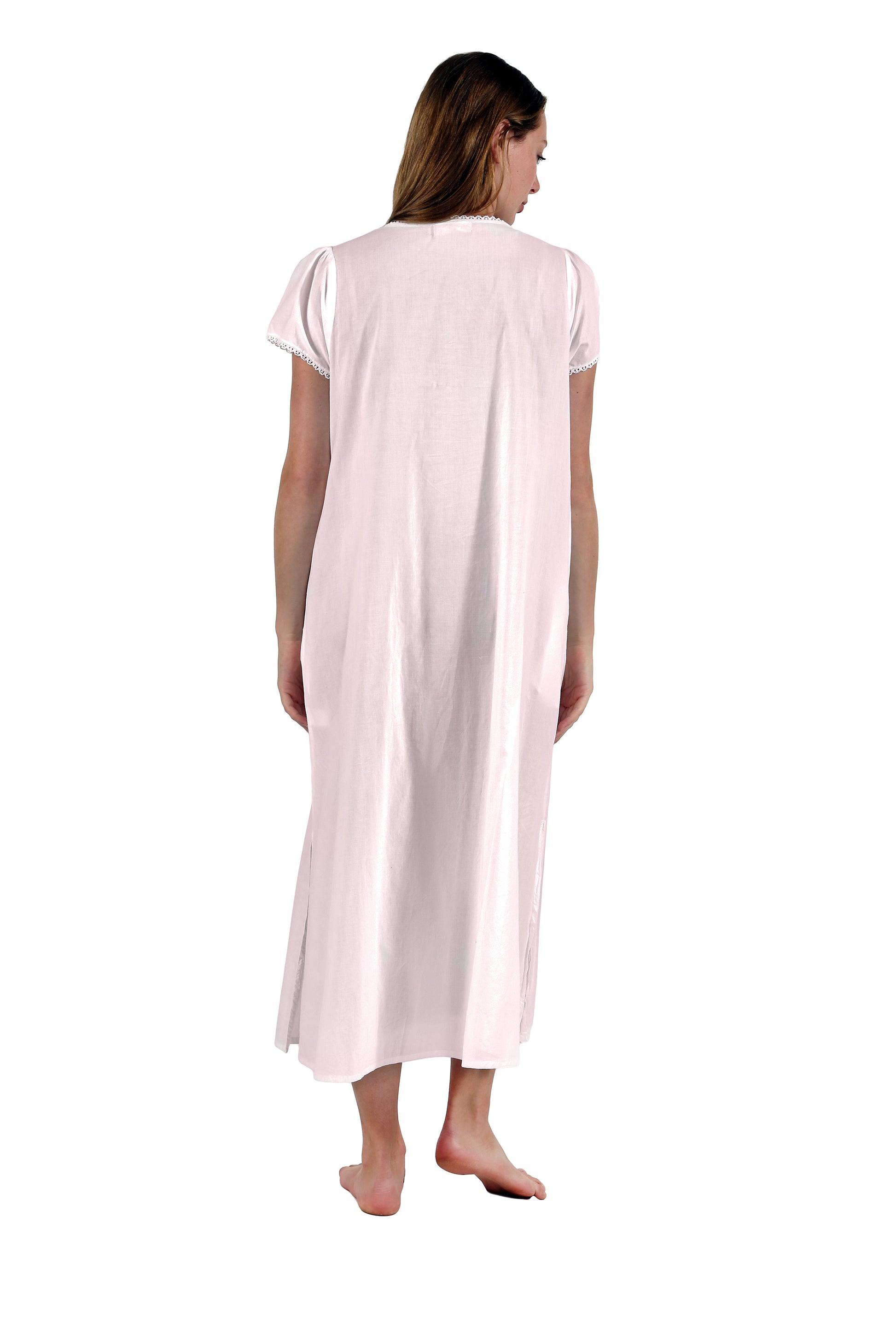 La Cera 100% Cotton Lace Applique Gown - La Cera