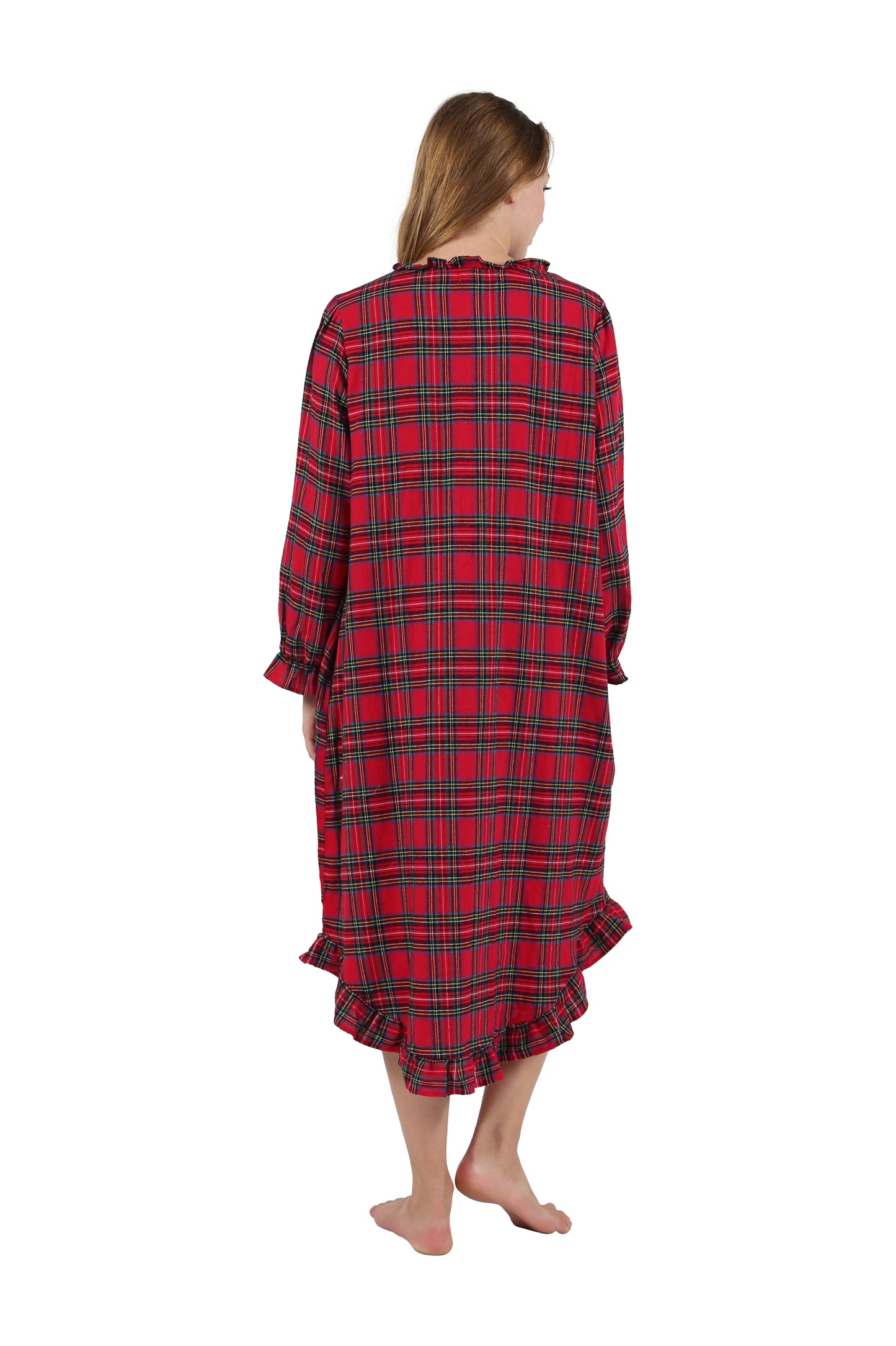 Flannel Plaid Night Gown - La Cera