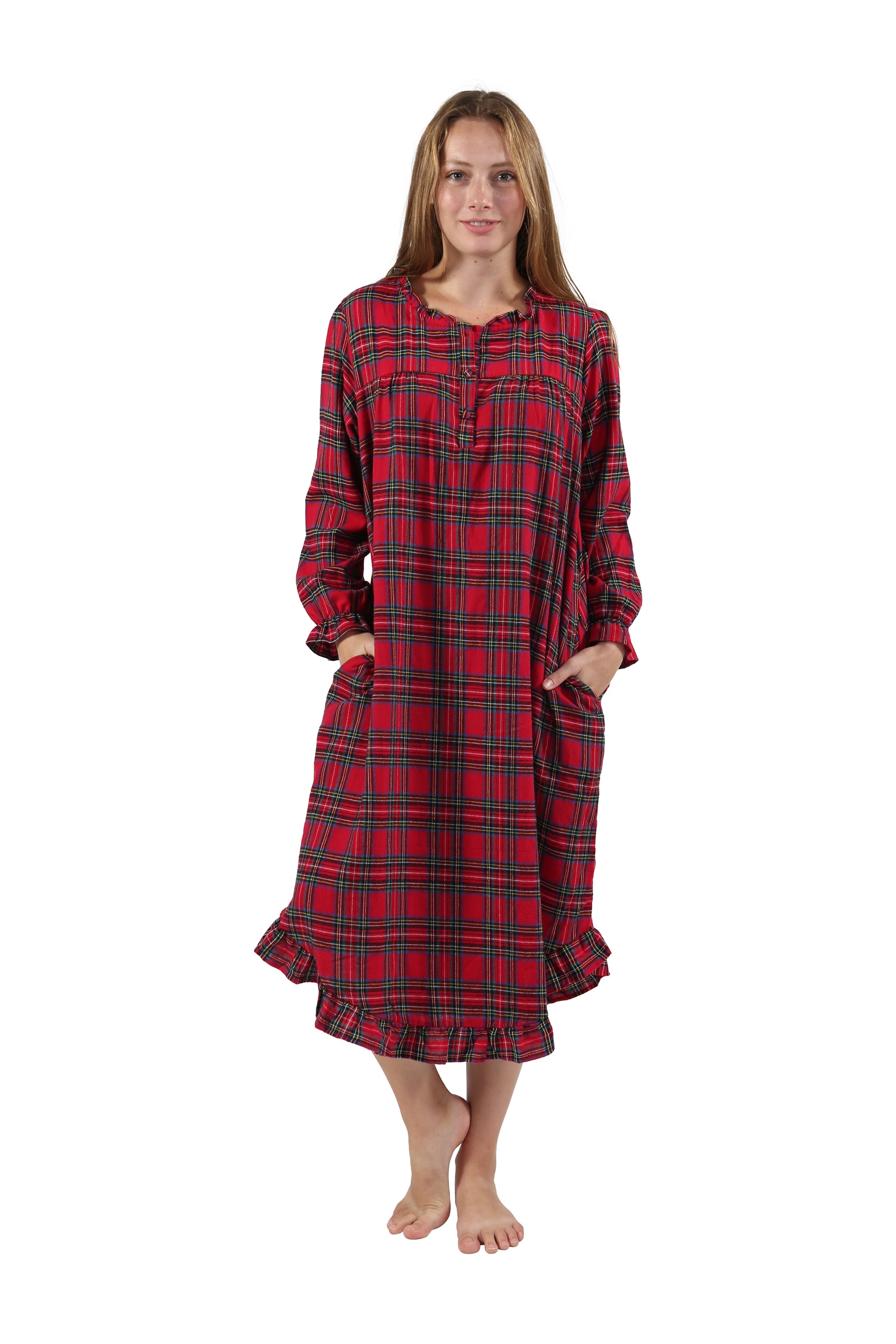 Flannel Plaid Night Gown - La Cera
