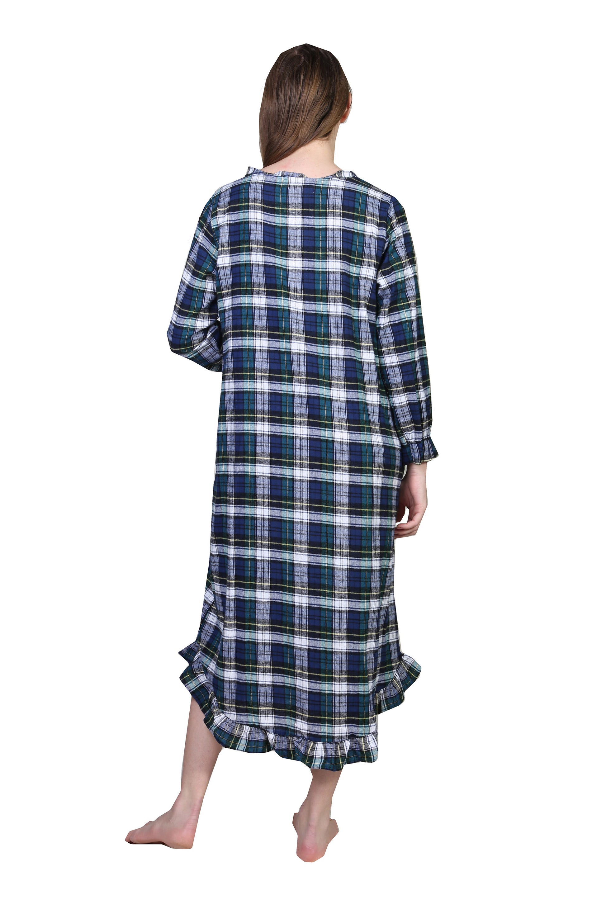 Flannel Plaid Night Gown - La Cera