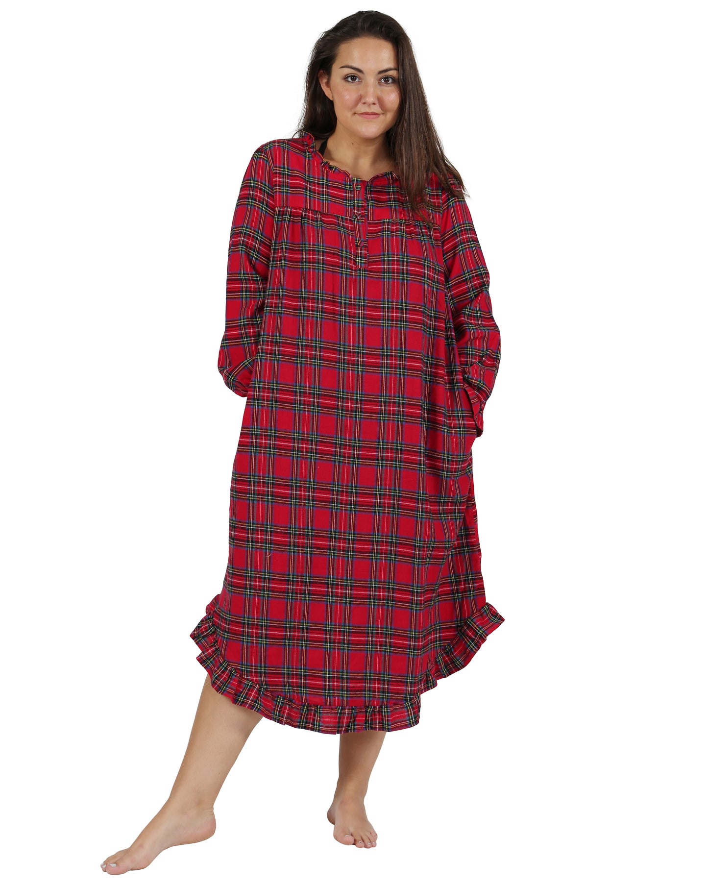 Flannel Plaid Night Gown - Plus Size