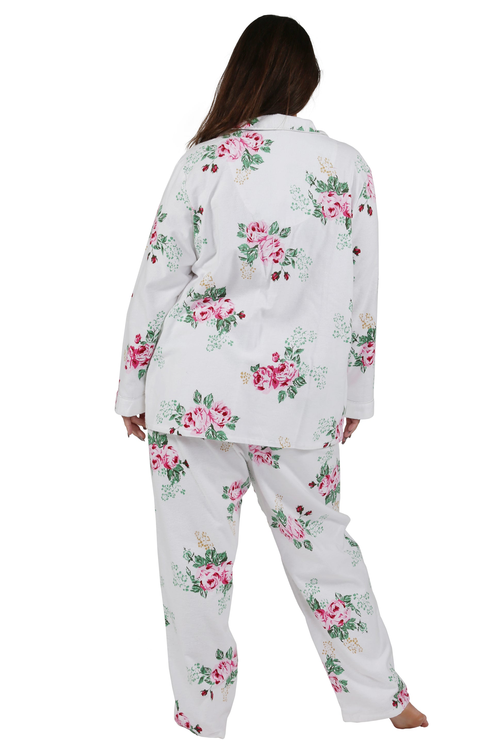 Plus Size Flannel Print Pajama Set - La Cera