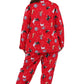Red Flannel Cat Print Plus Size Pajama Set