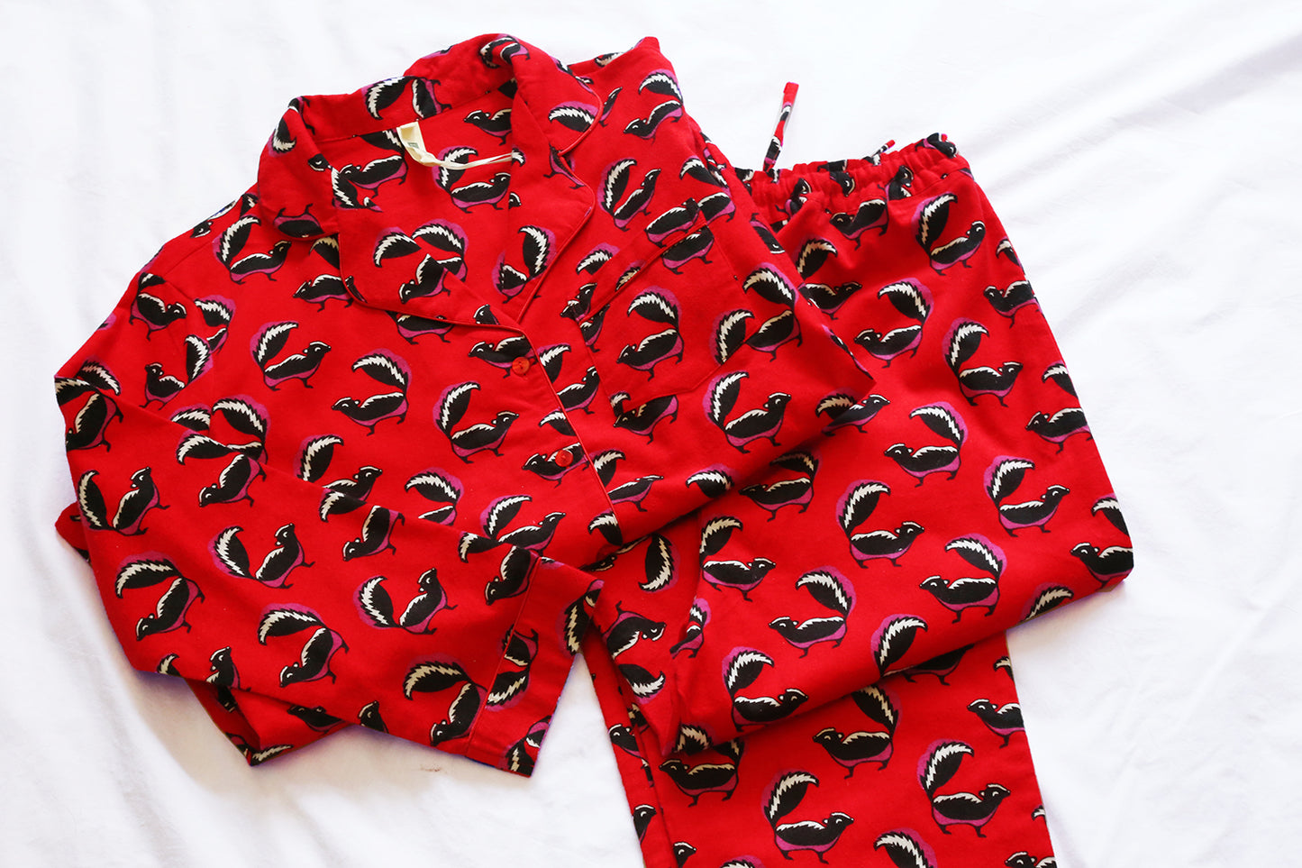 Whimsical Skunk Flannel Pajamas Set - La Cera