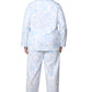 Blue Floral Flannel Long Sleeve Plus Size Pajama Set - La Cera