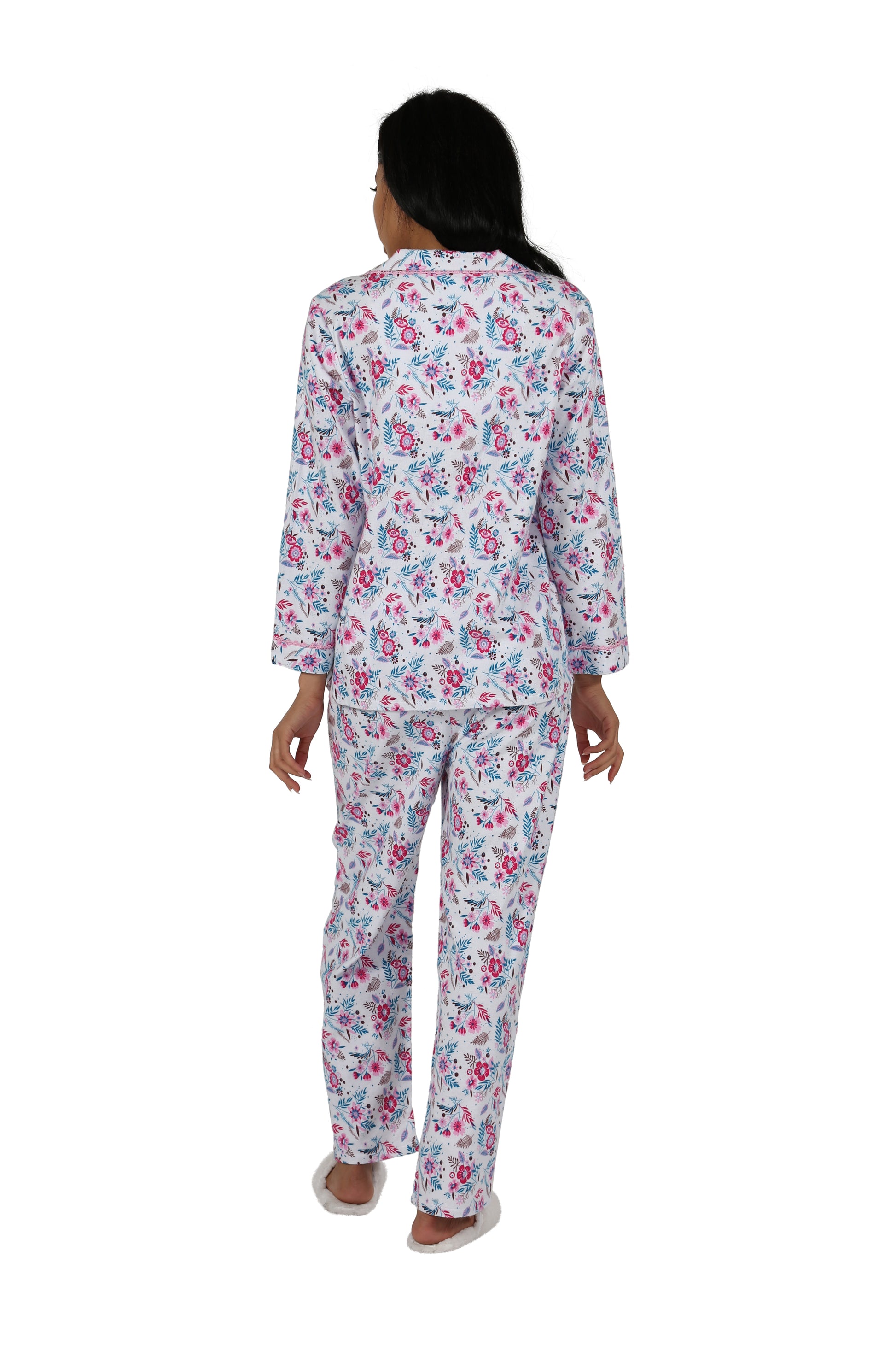 Pink Vintage Floral Flannel Pajama Set - La Cera