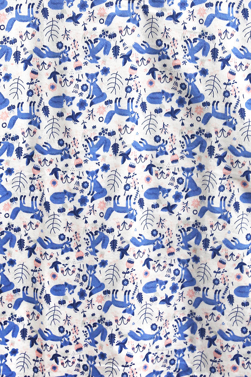 Blue Fox Flannel Henley Night Shirt - La Cera