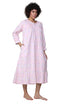Lace Trimmed Cotton Flannel Wispy Floral Night Gown - La Cera
