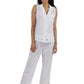 100% Cotton Sleeveless Embroidered Sailboat Capri Pajama Set - La Cera