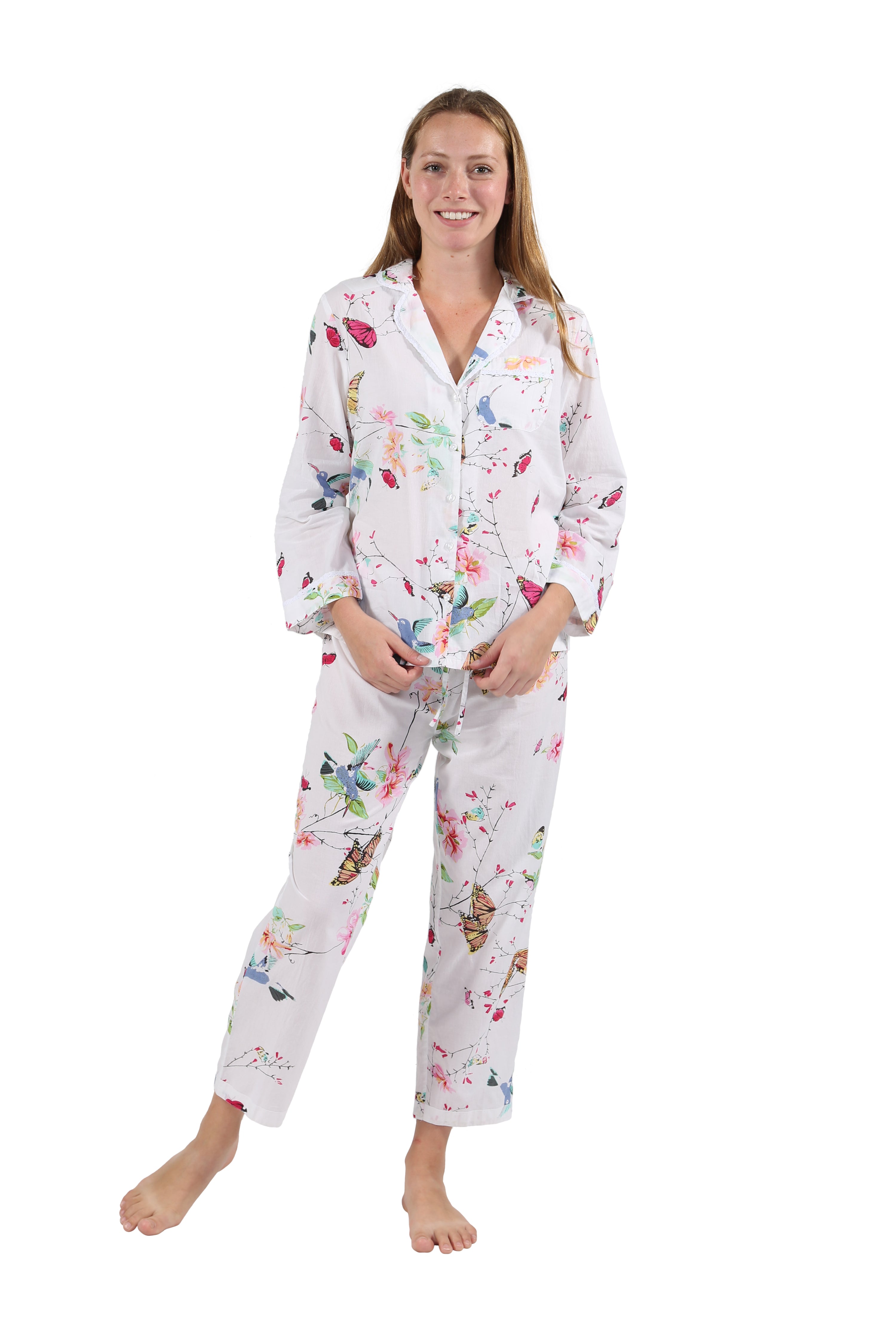 La Cera Long Sleeve Floral Pajama Set - La Cera