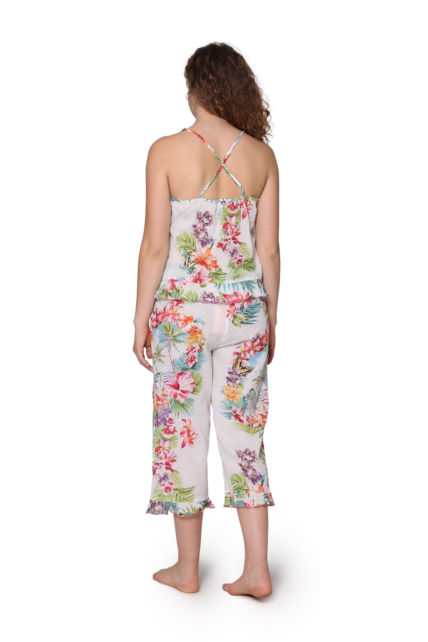 White Tropical Cotton Pajamas - La Cera