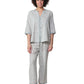 La Cera 3/4 Sleeve Pleat Front Capri Pajama Set - La Cera