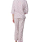 La Cera 3/4 Sleeve Pleat Front Capri Pajama Set - La Cera
