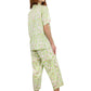 La Cera Short Sleeve Lime Floral Cotton Pajama Set - La Cera
