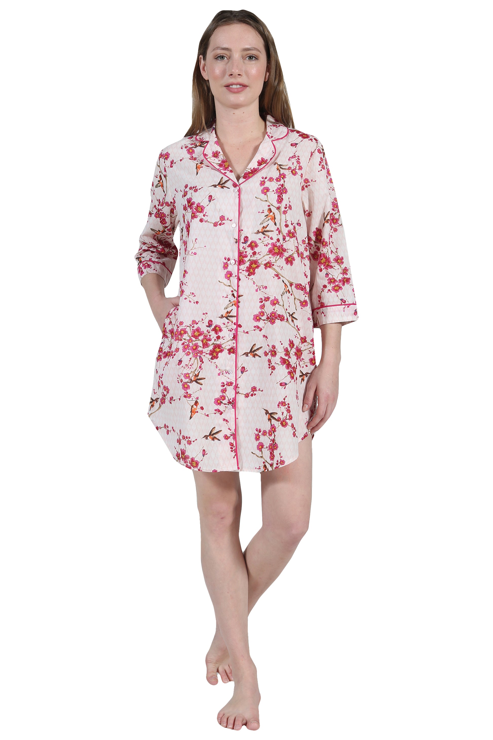 Plus Size La Cera Long Sleeve Nightshirt - La Cera