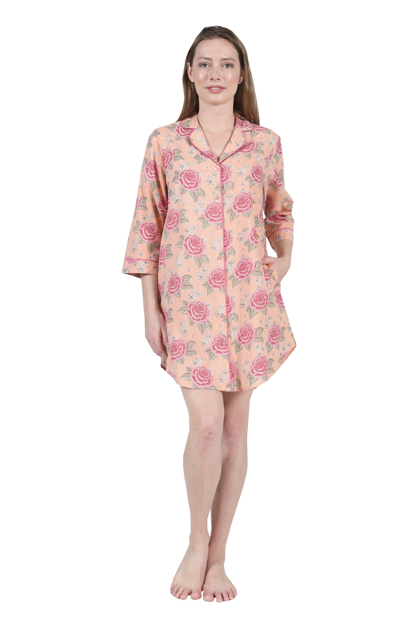 La Cera Floral Print Nightshirt - La Cera