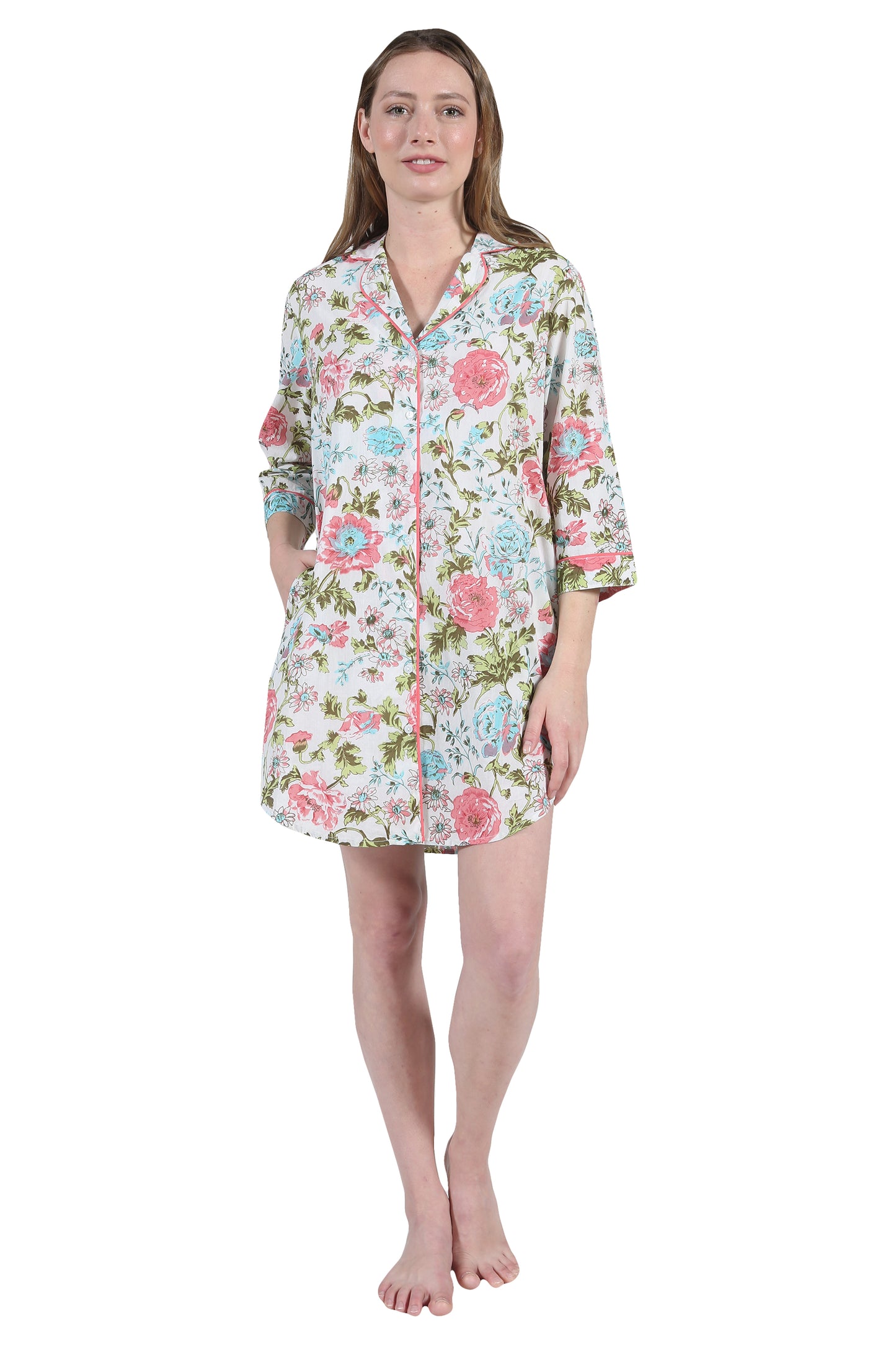Camisón de manga larga con estampado de jardín inglés La Cera de talla grande