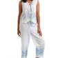 Border Print Sleeveless 100% Cotton Floral PJs - La Cera