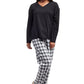La Cera Plaid Pajama Set - La Cera