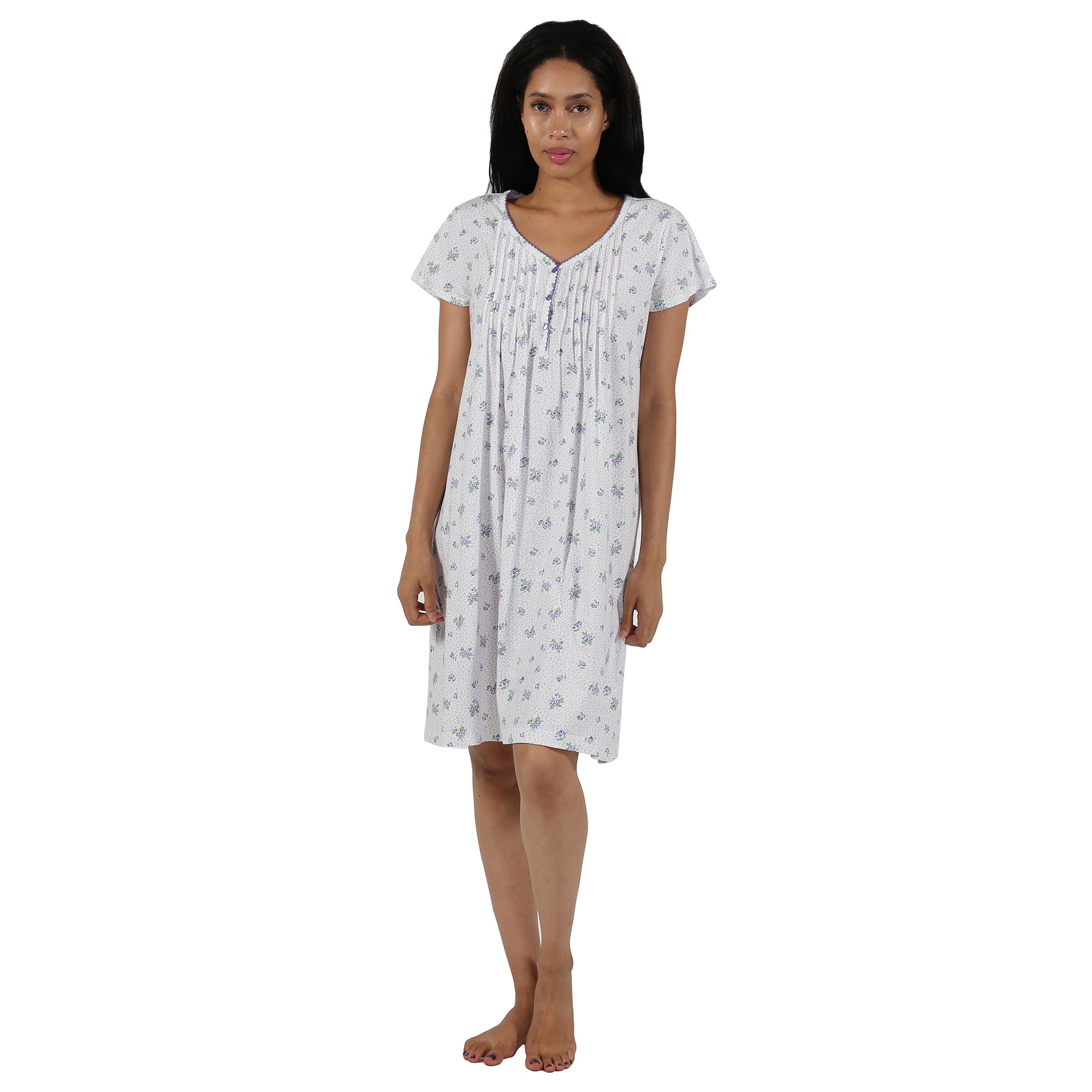 La Cera 100% Cotton Floral Chemise - La Cera