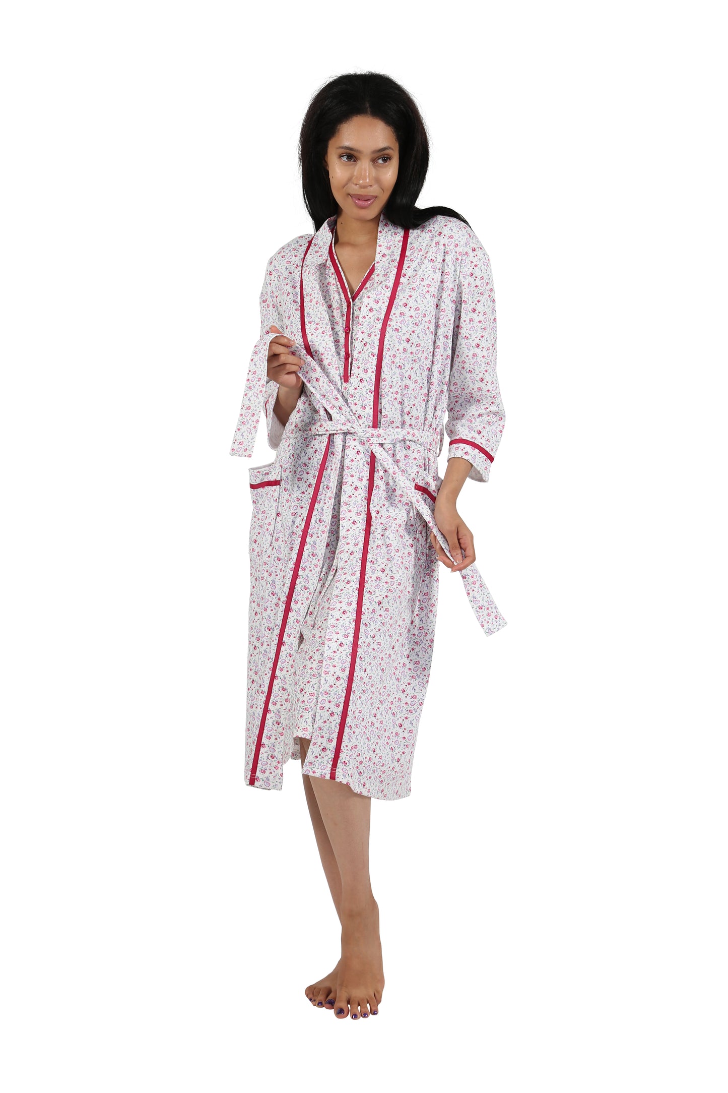 Floral Print Knit Robe