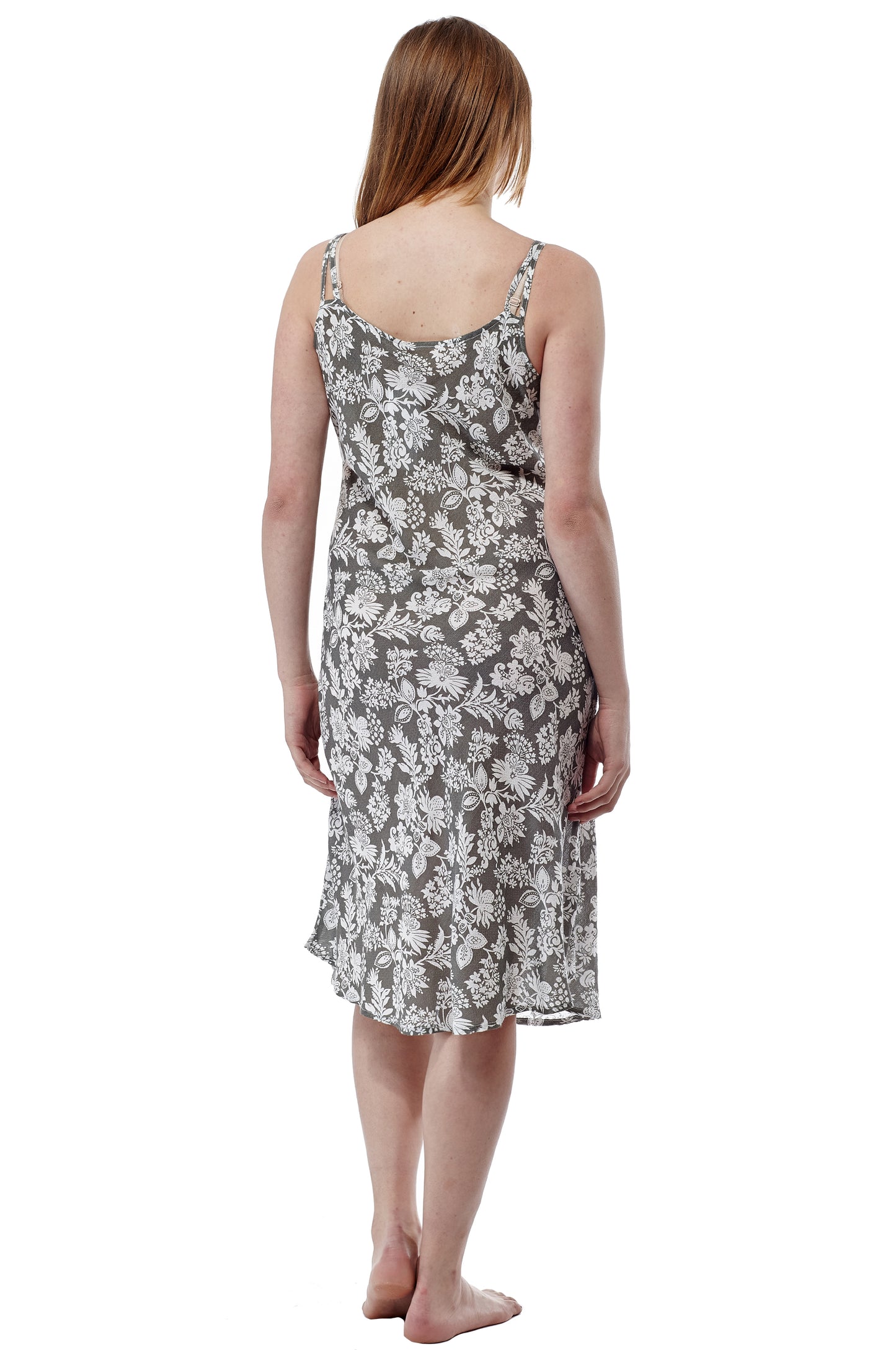Rayon Sage Floral Gown - La Cera