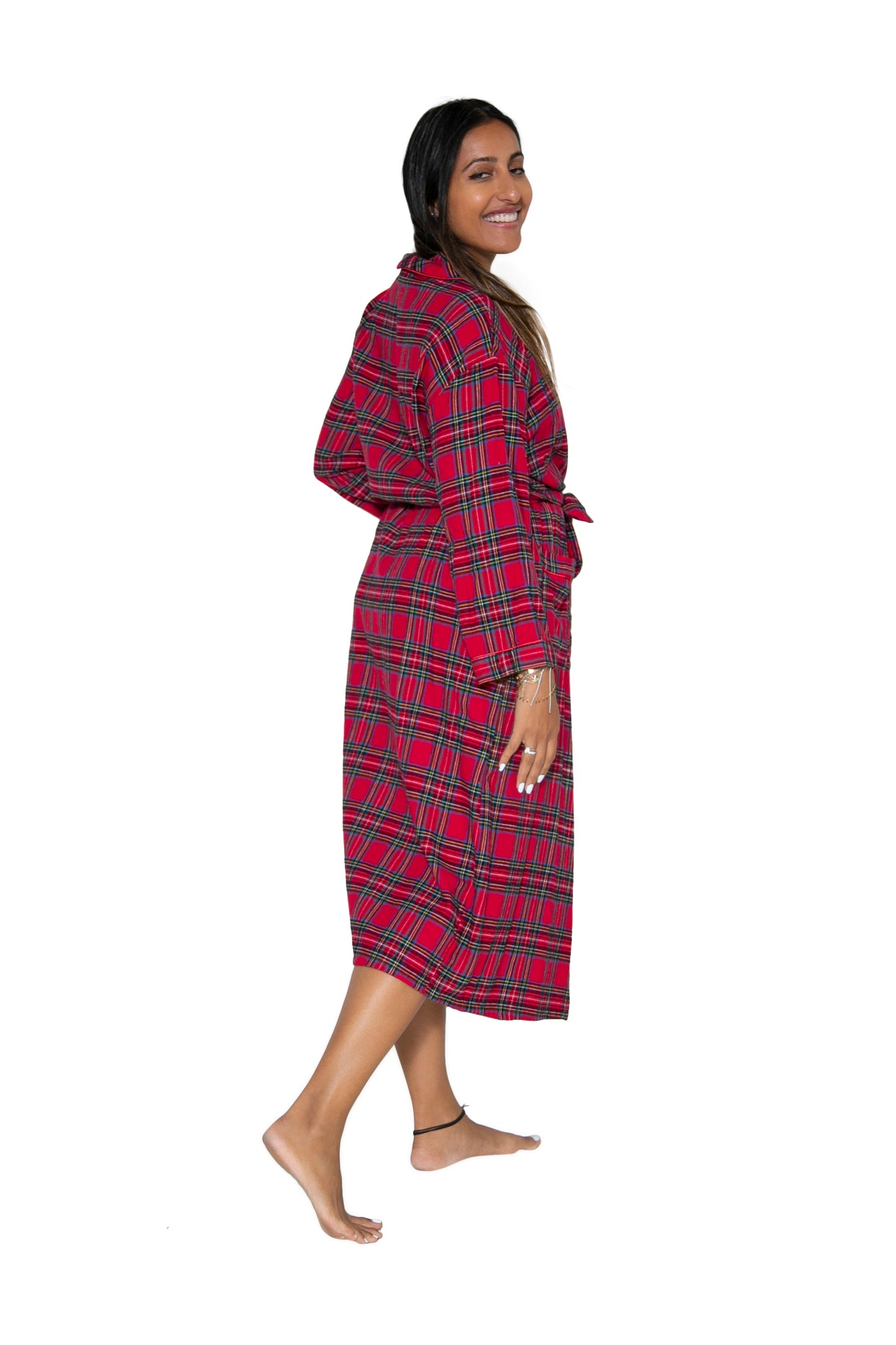 Flannel Plaid Robe - La Cera