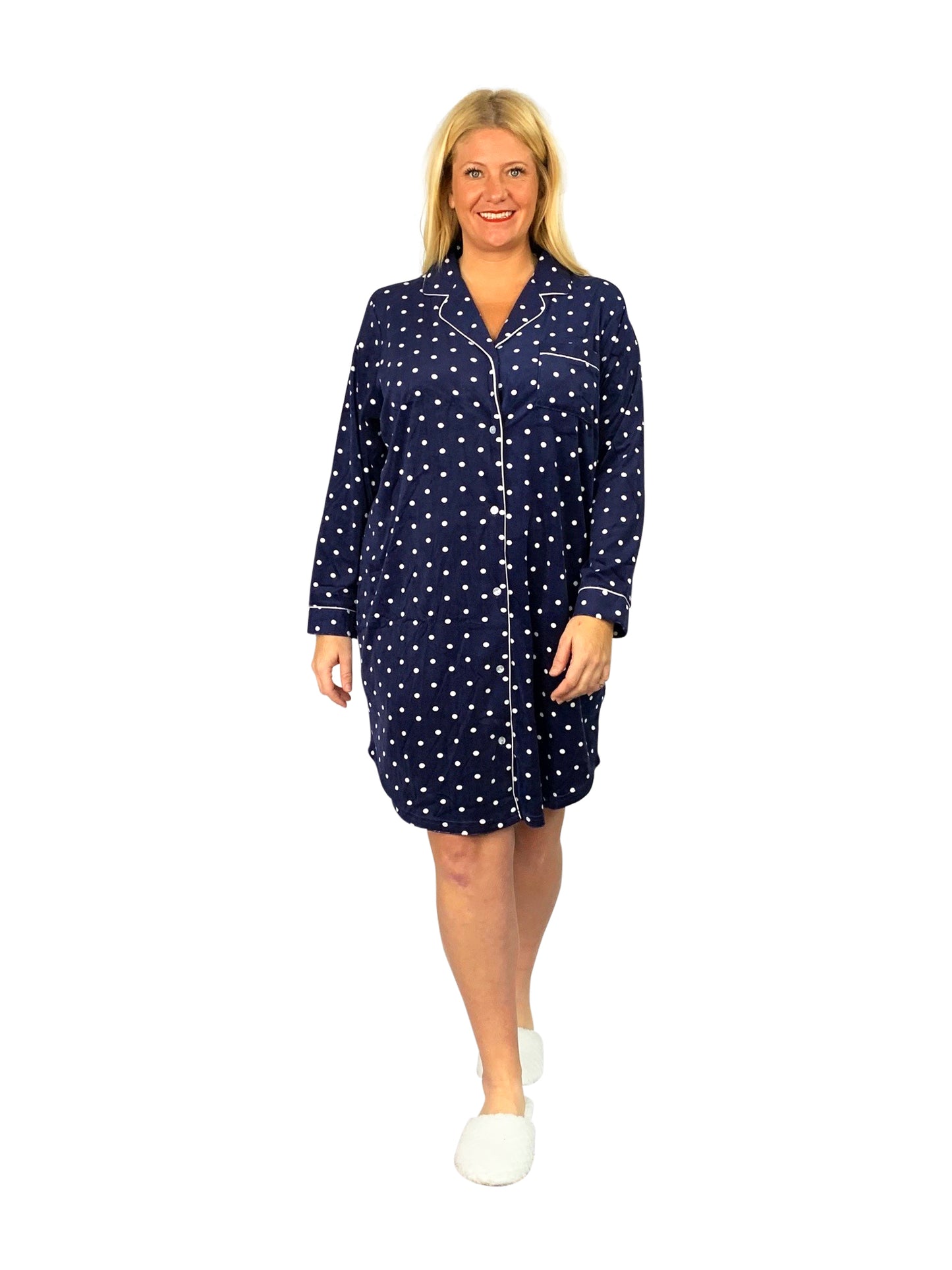 La Cera Plus Size Silky Sheered Minky Fleece Nightshirt