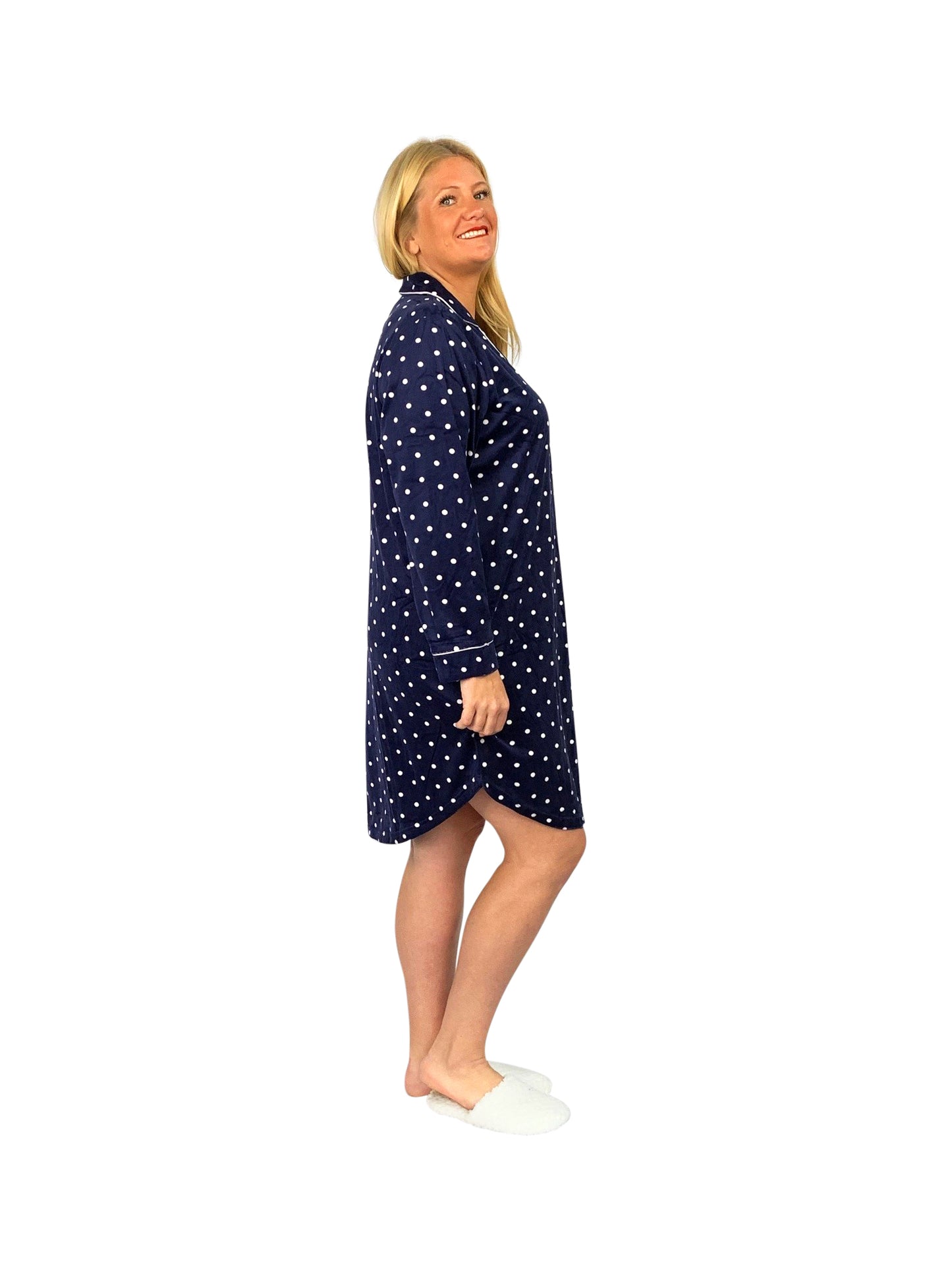 La Cera Plus Size Silky Sheered Minky Fleece Nightshirt