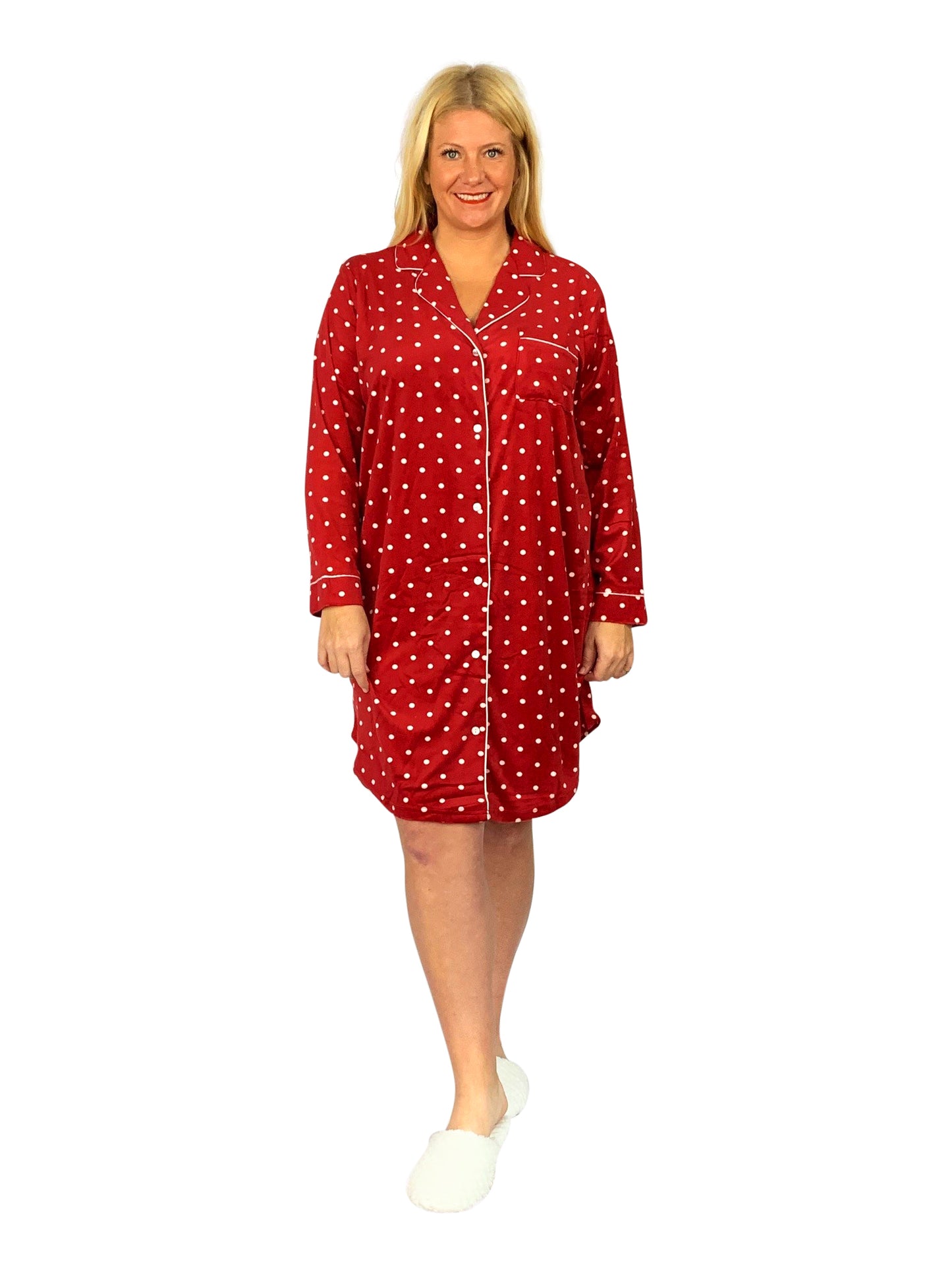 La Cera Plus Size Silky Sheered Minky Fleece Nightshirt