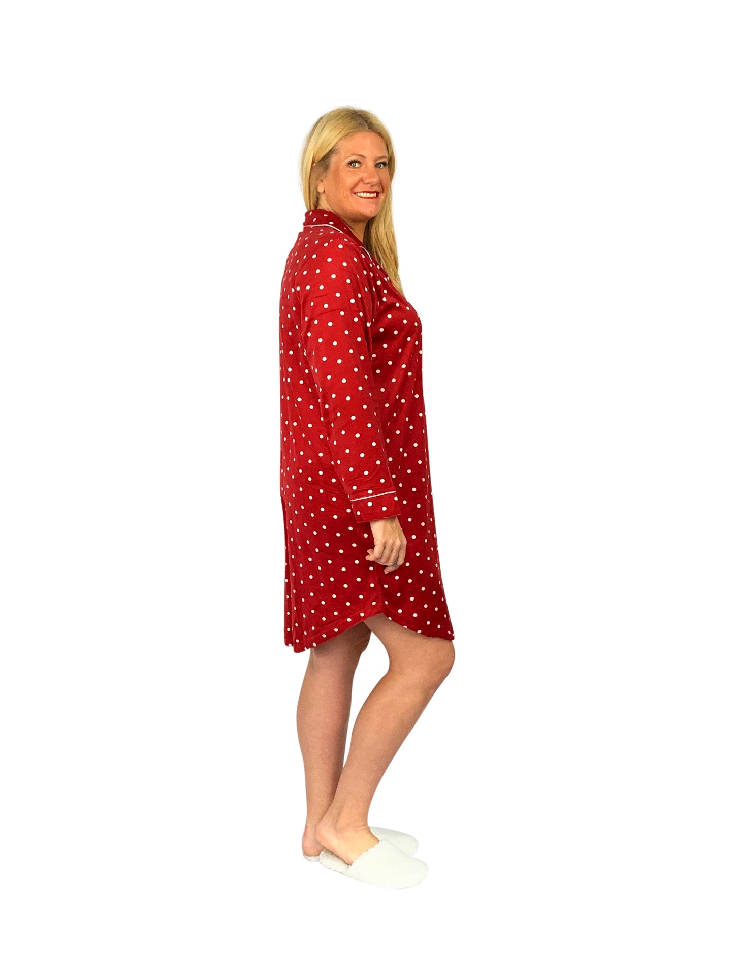 La Cera Plus Size Silky Sheered Minky Fleece Nightshirt